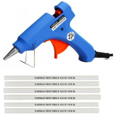 

FADMAN Blue 20W On Off Switch And Indicator With 6 Hot Melt Glue Sticks Standard Temperature Corded Glue Gun (7 mm) Standard Temperature Corded Glue Gun(7 mm)