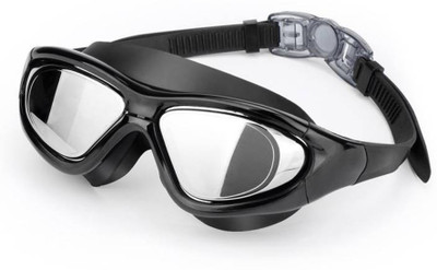 

GLS Unisex Premium UV Protection & Anti Fog Shield Wide Vision Swimming Goggles With Ear Plugs With Hard Plastic Cover Swimming Goggles(Black)