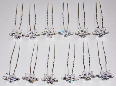 

KONIT Large Silver Coloured Petals With Diamond Like Studded Stone Fancy Bridal Hair Pins For Juda/Bun Decoration In Hair Pin(Multicolor)