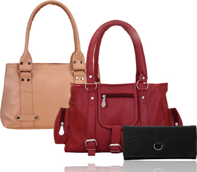 

Lady bar Shoulder Bag(Maroon, Black, Beige), Beige;black;maroon