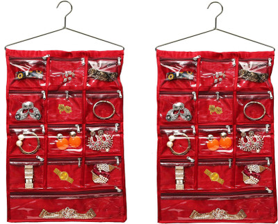 

Atorakushon Atorakushon® Multifunction Wardrobe / Clear 13 Pockets Dressing Kit, Wall hanging, Jewellery Sorting Storage Bag/ Door Wall Hanging Organizer, Make up organizer, daily use kit Pack of 2 ( Maroon ) Jewellery Organizer( )