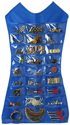 

Atorakushon Atorakushon® Designs Jewellery Organizer, Hanging Dress Jewellery Double Sided Jewelry Bag/Necklaces, Chains, Earrings, Watch, Pendants, Cosmetics Accessories Storage/ Make Up Pouch , Vanity kit Blue Jewellery Organizer( )