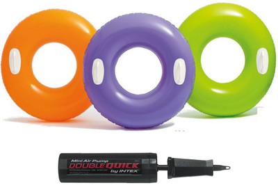 

Intex ® Original Inflatable Pack of 3 Water swim ring with Handle For Kids AND Adults Inflatable Pool Accessory(Multicolor)