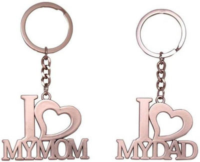 

Universal pack of 2 pcs I Love My Dad & I Love My Mom Metal Keychain Key Chain