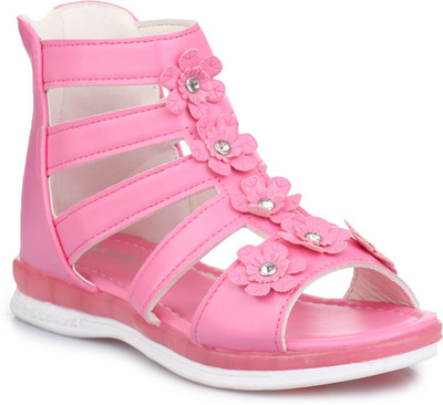 

PHEDARUS Girls Slip-on Gladiators(Pink, Dark pink