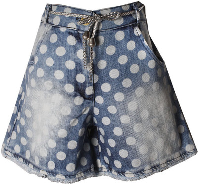 

Gron Stockholm Short For Girl's Casual Polka Print Denim(Blue, Pack of 1