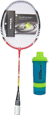 

Nivia Combo of two one 'M Power 300' Badminton racket (Strung) and one 'Dominator' Shaker (Color on availability)- Badminton Kit