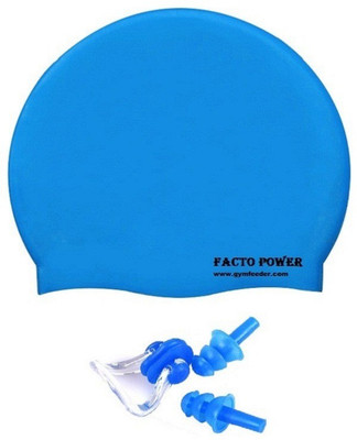 

FACTO POWER BLUE COLOR SWIMMING CAP WITH EAR & NOSE PLUG Swimming Kit