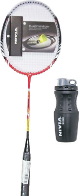 

Nivia Combo of two one 'M Power 300' Badminton racket (Strung) and one 'G-2020' Sipper (Color on availability)- Badminton Kit