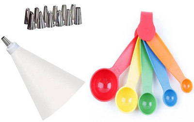 H D Enterprise 2IN1 NOZZLES WITH SPOONS Kitchen Tool Set(Silver, Baking Tools)