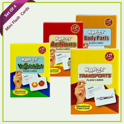 

Smartcraft Combo Mini Set of 4 Krazy Flash Cards (Vegetables+Actions+Body Parts+Transports )(Multicolor)