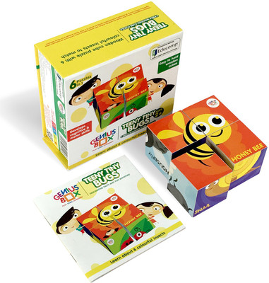 

Genius Box Learning and Educational Toys for Children: Bugs 6 in 1 Wooden Cube Puzzle (4 Pieces)(Multicolor)