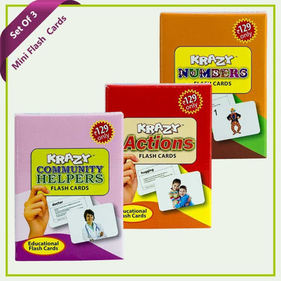 

Smartcraft Combo Mini Set of 3 Krazy Flash Cards (Community Helpers+Action +Numbers )(Multicolor)