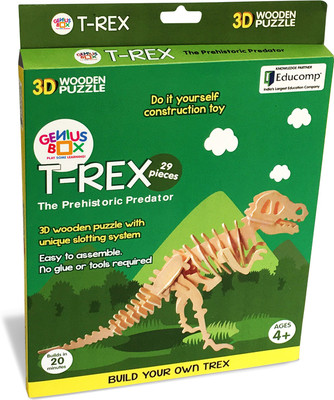

Genius Box Learning and Educational Toys for Children: Tyrannosaurus-Rex, 29 Wooden Piece 3D Puzzle (29 Pieces)(Multicolor)