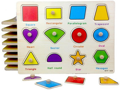 

Alria Educational Essentials Wooden Board with knobs (Geometric Shapes) for Kids Babies Toddlers (Multicolor)(Multicolor)