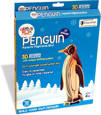 

Genius Box Learning and Educational Toys for Children: Penguin, 17 Wooden Piece 3D Puzzle (17 Pieces)(Multicolor)