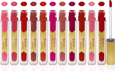 

Seven 7 seas cosmetics makeup 24 h long lasting love matte liquid lipstick kiss proff non transfer combo set of 123456789 multicolor(Multicolor, 88 ml)