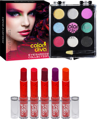 

Color Diva Face Makeup Pallate Eyeshadow & Lipstick, GC541(Pack of 6)