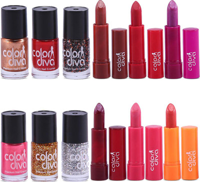 

Color Diva Face Makeup Pallate Eyeshadow & Lipstick, GC551(Pack of 12)