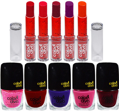 

Color Diva Nail Paint & Lipstick(Pack of 10)
