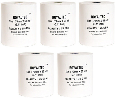 

Royaltec Set of 5 of 75 GSM Unruled 79MMX50Mtr Size Thermal Paper(Set of 5, White)