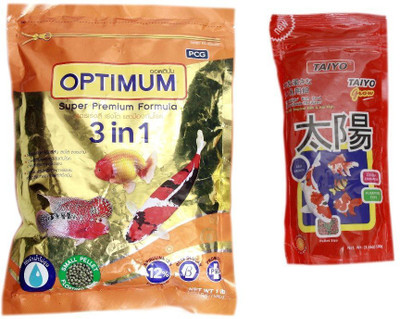 

Foodie Puppies Optimum 3 in 1 Goldfish and Cichlid Spirulina 12% Floating Type(453gm) and Taiyo Grow(100 gm) 553 g Dry Fish Food(Pack of 2)