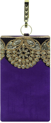 

Bagaholics Ethnic Raw Silk Embroidery Saree Clutch Mobile Pouch with Waist Clip Ladies Purse Gift For Women Mobile Pouch(Purple)