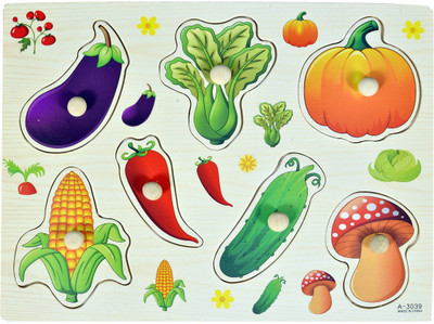 

Hnt Kids vegetables wooden knob puzzle(8 Pieces)