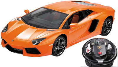 

Toykart PREMIUM MZ 2025F 1:14 Remote Controlled Lamborghini Car With Big Steering Wheel - Full Functional(Orange)