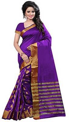 Blissta Woven Fashion Cotton Silk Saree(Purple)