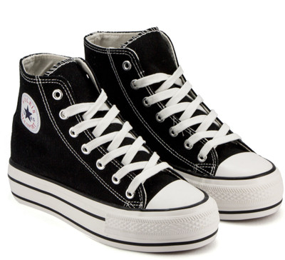 

DeVEE Woleis Dv1985 Star High Ankle Black Sneakers For Women(Black