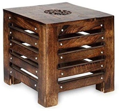 DESI KARIGAR Hand Carved Side Table Solid Wood Side Table(Finish Color - Brown, Pre-assembled)