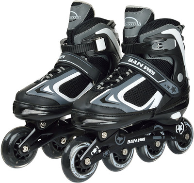 Iris 78 mm Adjustable In-line Skates - Size 3-6 UK(Red), Black
