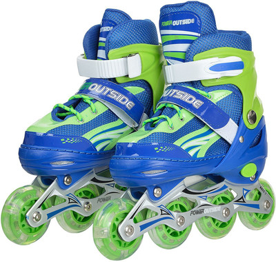 Iris 72 mm Adjustable In-line Skates - Size 6-8 UK(Yellow), Green