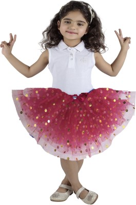 AGLARE Self Design Baby Girls Flared Purple Skirt