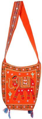 

Rajrang Women Casual Orange, Red Cotton Sling Bag