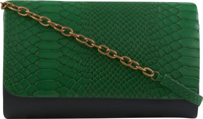 

TARUSA Women Evening/Party Green Leatherette Sling Bag