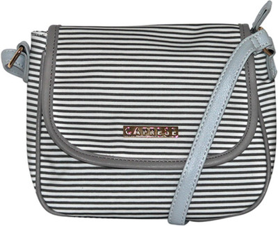 

Caprese Women Casual White, Black PU Sling Bag, Black;white