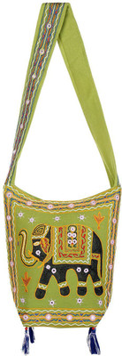 

Rajrang Women Casual Green, Green Cotton Sling Bag
