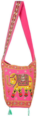 

Rajrang Women Casual Pink, Yellow Cotton Sling Bag