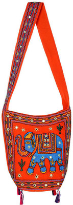 

Rajrang Women Casual Orange, Blue, Green Cotton Sling Bag, Blue;green;orange