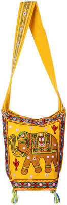 

Rajrang Women Casual Yellow, Brown Cotton Sling Bag, Brown;yellow