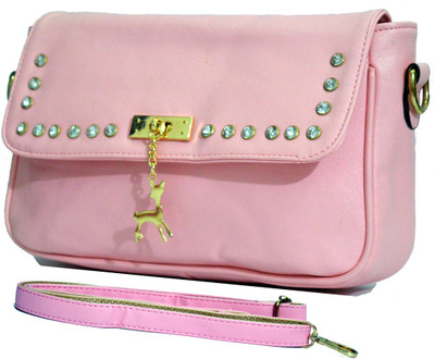 

AGINOS Women Casual Pink PU Sling Bag