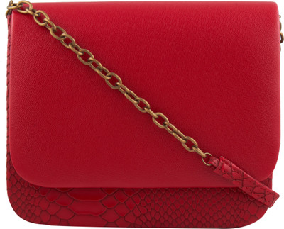

TARUSA Women Evening/Party Red Leatherette Sling Bag