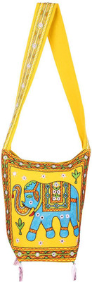 

Rajrang Women Casual Yellow, Blue, Green Cotton Sling Bag, Blue;green;yellow
