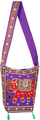 

Rajrang Women Casual Red, Purple, Black Cotton Sling Bag, Black;purple;red