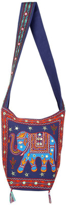 

Rajrang Women Casual Blue Cotton Sling Bag