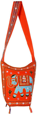 

Rajrang Women Casual Blue, Orange Cotton Sling Bag