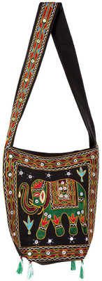 

Rajrang Women Casual Black, Green, Red Cotton Sling Bag