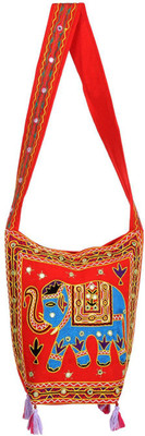 

Rajrang Women Casual Red, Blue Cotton Sling Bag, Blue;red